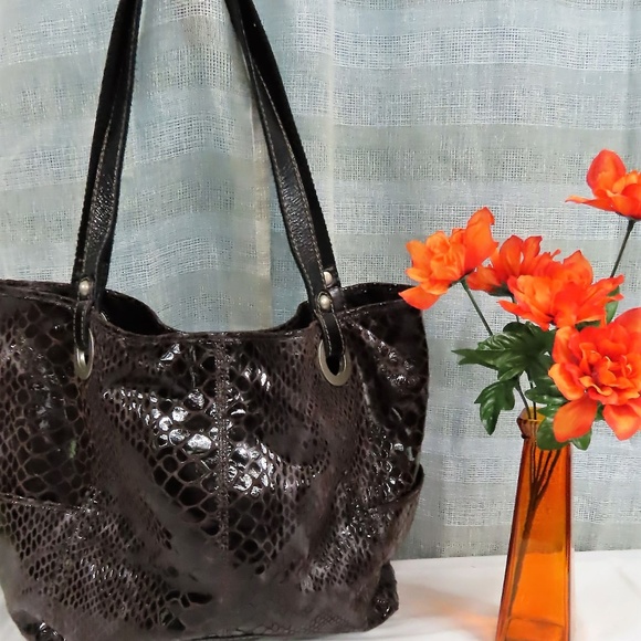 snakeskin tote shoulder bag